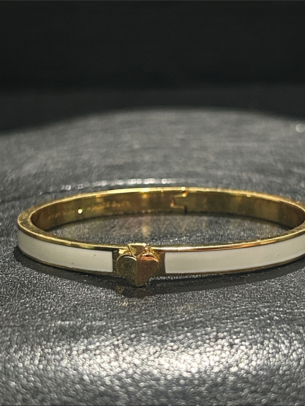 kate spade Gold and White Enamel Heart Hinged Bracelet